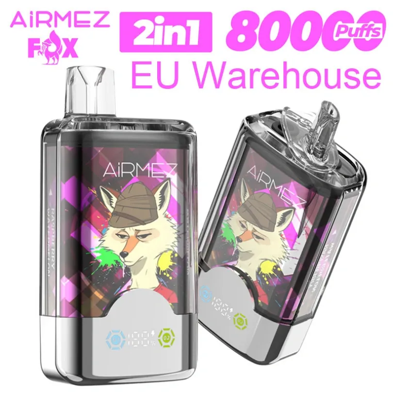 Airmez 80000 Puffs 80K Fox 2 em 1 Vape descartável de sabor duplo-
